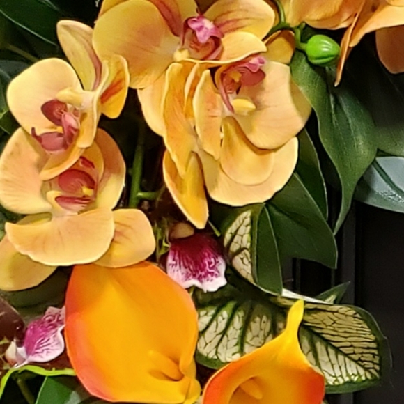 Tropical Grapevine Wreath Real Touch Orchids Botanical Decor - Picture 4 of 4